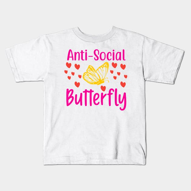 Anti-Social Butterfly Kids T-Shirt by  Big Foot Shirt Shop